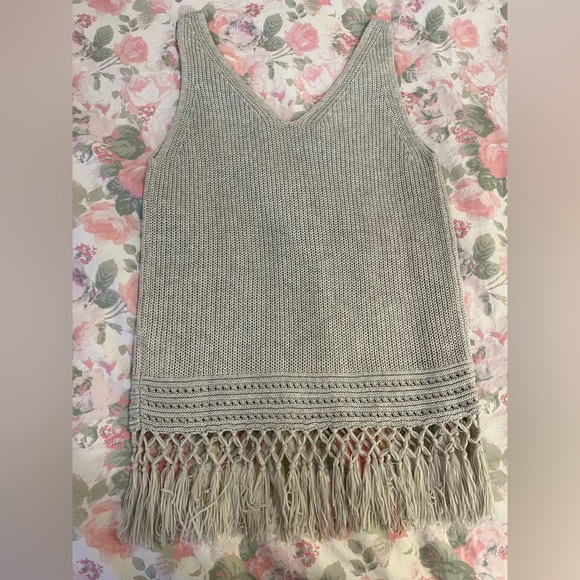Lilly Pulitzer Dulce Grey Metallic Knit Fringe Tank Top size Small - Picture 6 of 7
